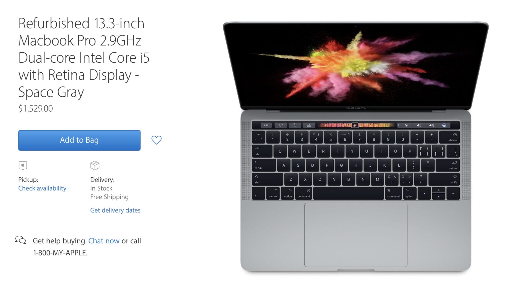 米Apple、13インチ「MacBook Pro」のTouch Bar搭載モデルの整備済製品の販売を開始